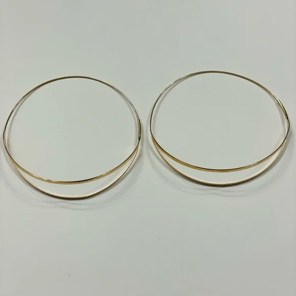 Lana Jewelry 14K yellow Gold Flirt Split hoops 3" long - Picture 2 of 16